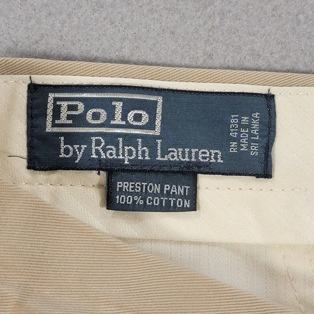 Polo Ralph Lauren Preston Pant Khaki Cuffed Chino Pants Tan Men's 32x28 Cotton